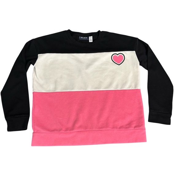 The Children's Place Colorblock Heart French Terry Sweatshirt Girls Size XL (14) - Picture 1 of 6